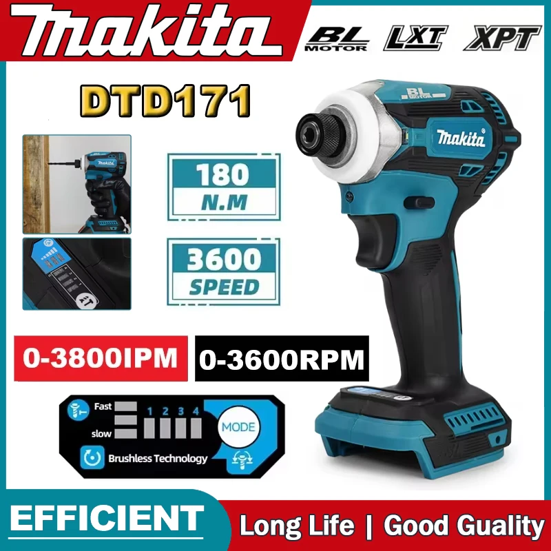 Brushless Cordless Electric Drill 18V - Makita DTD171 Bürstenloser Schlagschrauber, wiederaufladbarer Schraubendreher,