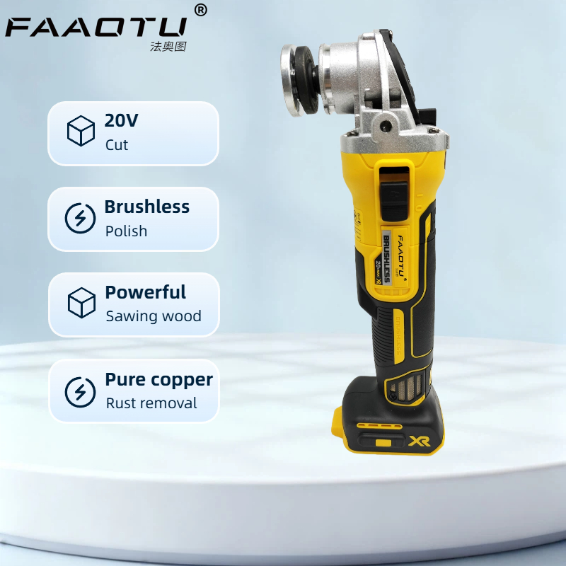Brushless Angle Grinder Battery Powered - FAAOTU DCG405 125mm Winkelschleifer mit flachem