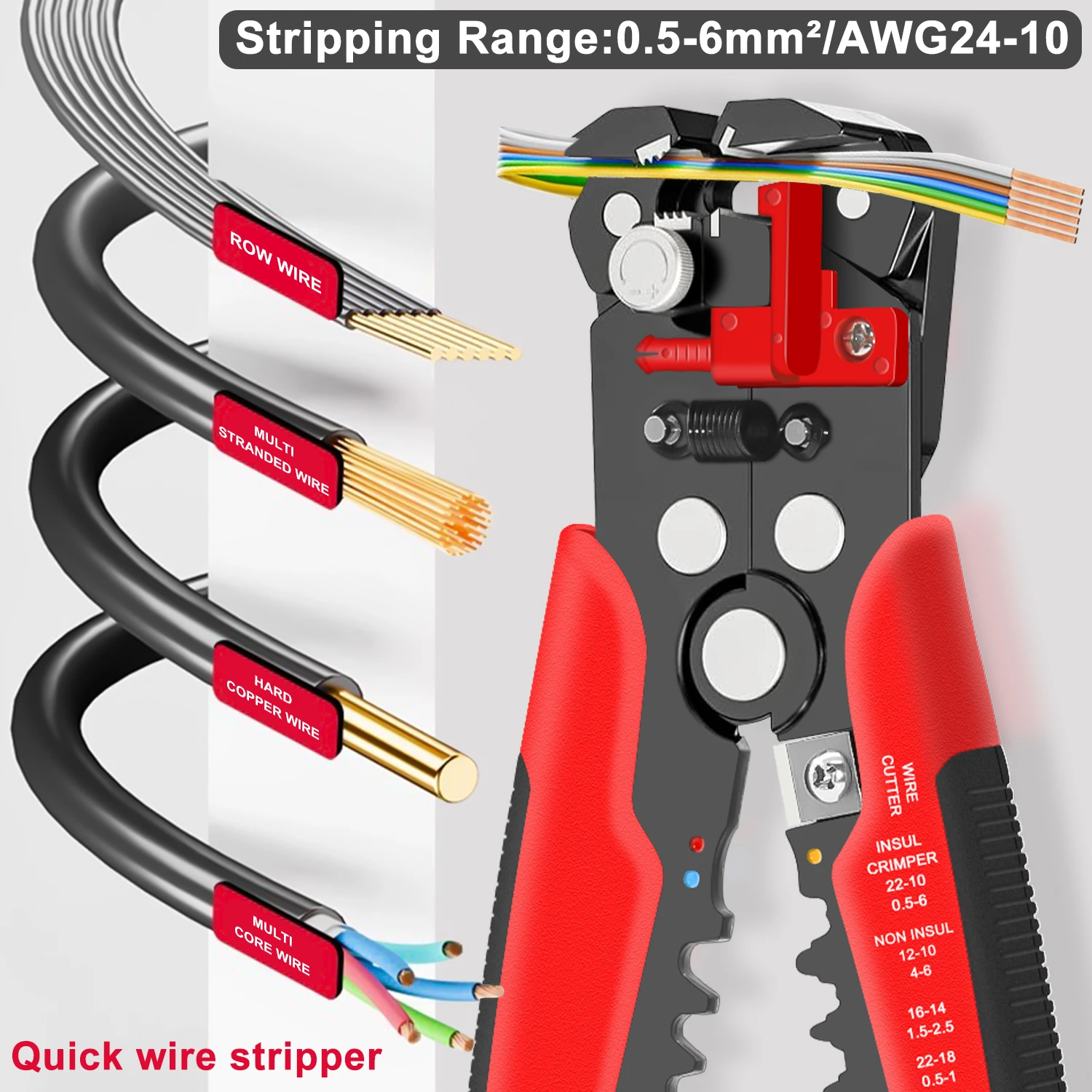 Automatic Wire Stripper Cutter - HS-D1 Selbstjustierender Abisolierer, 3-in-1 Abisolierer/Schneider/Crimper, Robuster
